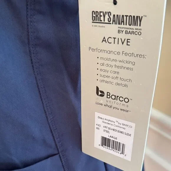 Grey's Anatomy Charcoal Short Sleeve Scrub Top - Picture 5 of 9